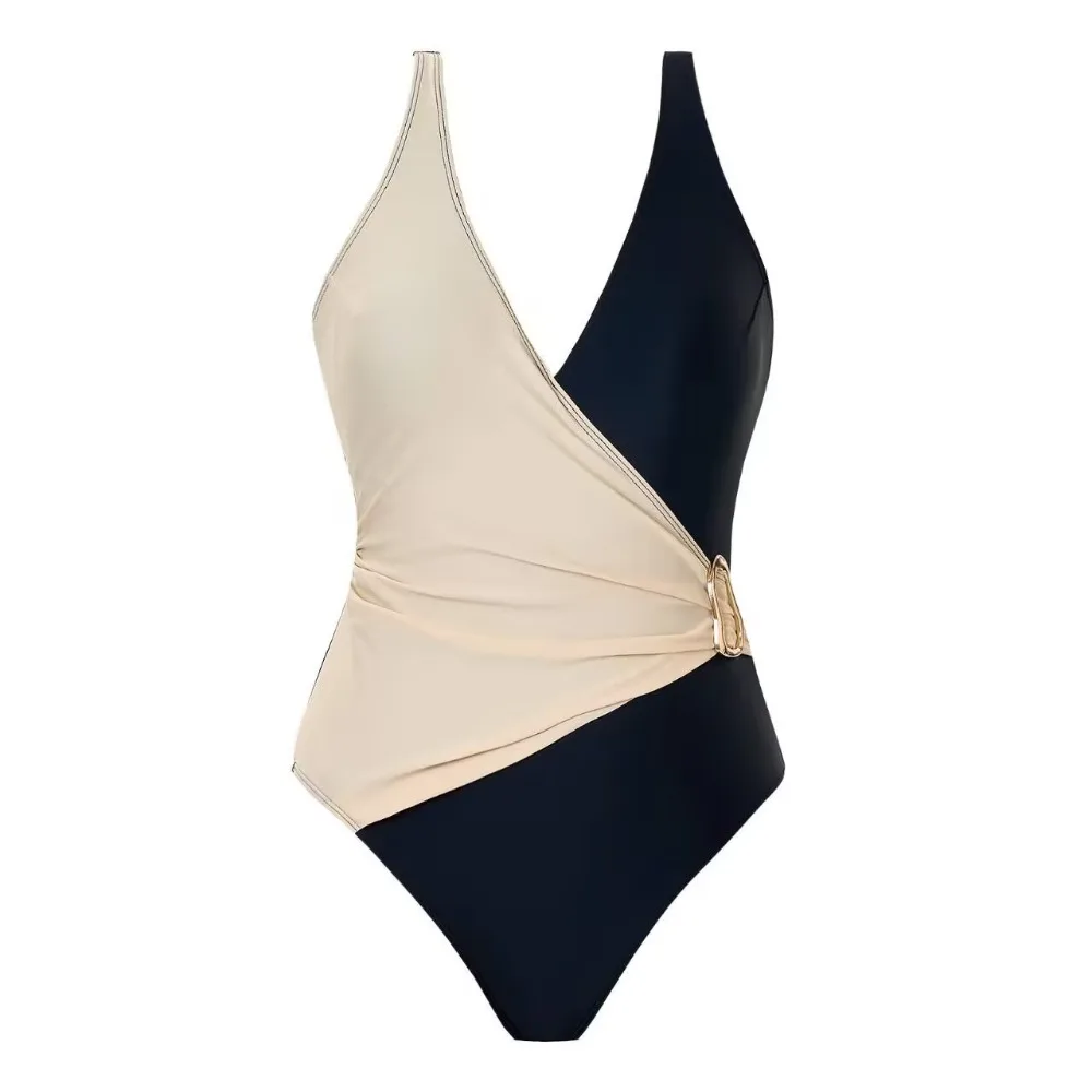 البيضاوي قطعة واحدة ملابس السباحة الإناث النساء المرقعة لباس سباحة الصيف ملابس الشاطئ البطن التحكم Monokini لباس سباحة #4