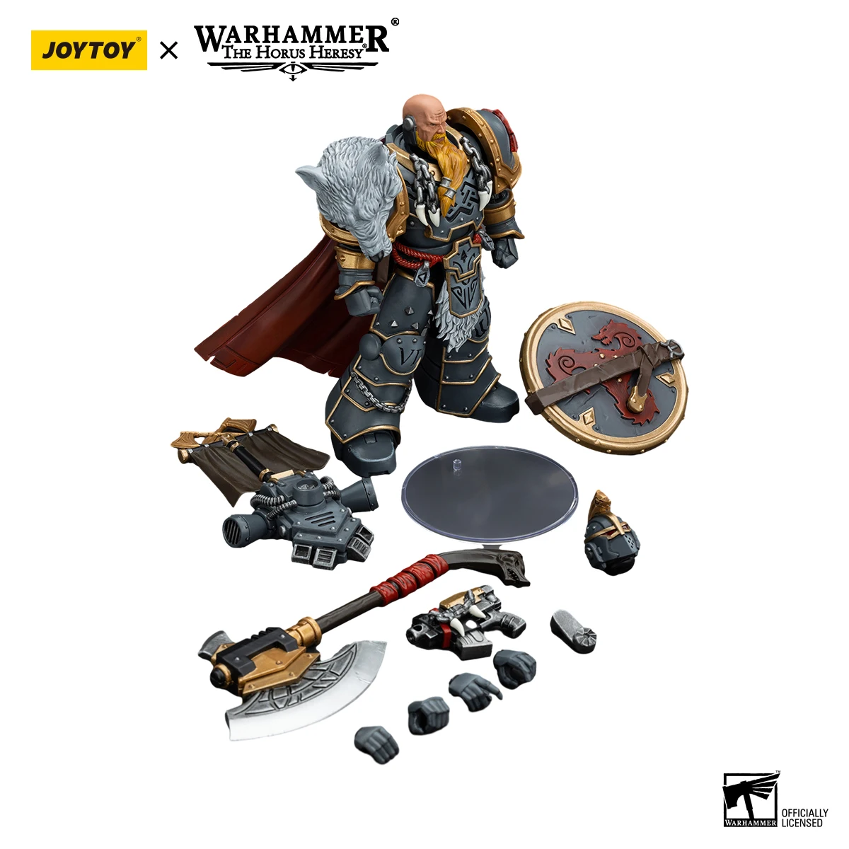 JOYTOY Warhammer 40K 1/18 figurine Space Wolves légion Praetor avec hache de puissance et bouclier de Combat figurines d'anime jouets modèle
