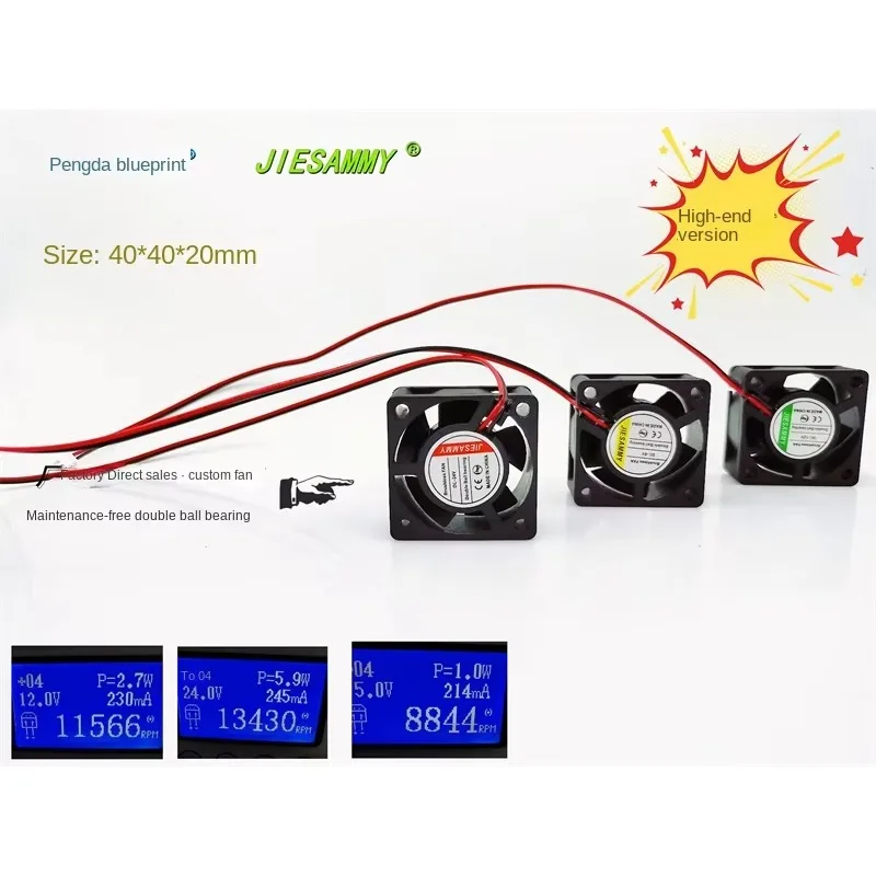 

pa New JIESAMMY Double Ball 4020 High RPM 24V 12V 5V Variable Frequency Chassis 4CM Computer Cooling Fan40*40*20MM