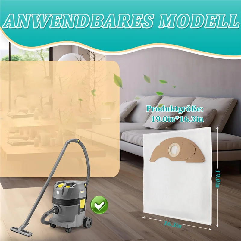 مجموعة ABLD مكونة من 8 أكياس مكنسة كهربائية بديلة لـ Karcher NT 22/1- ملحقات أكياس المكنسة الكهربائية #1