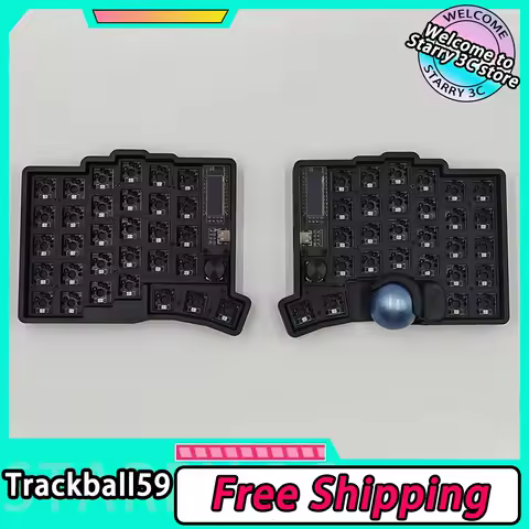 Trackball 39/44/47/59 Split Keyboard Kit RGB MX/Choc Switch Support VIAL Custom RP2040 Split Keyboard Kit Ergonomic PC Gamer Gif