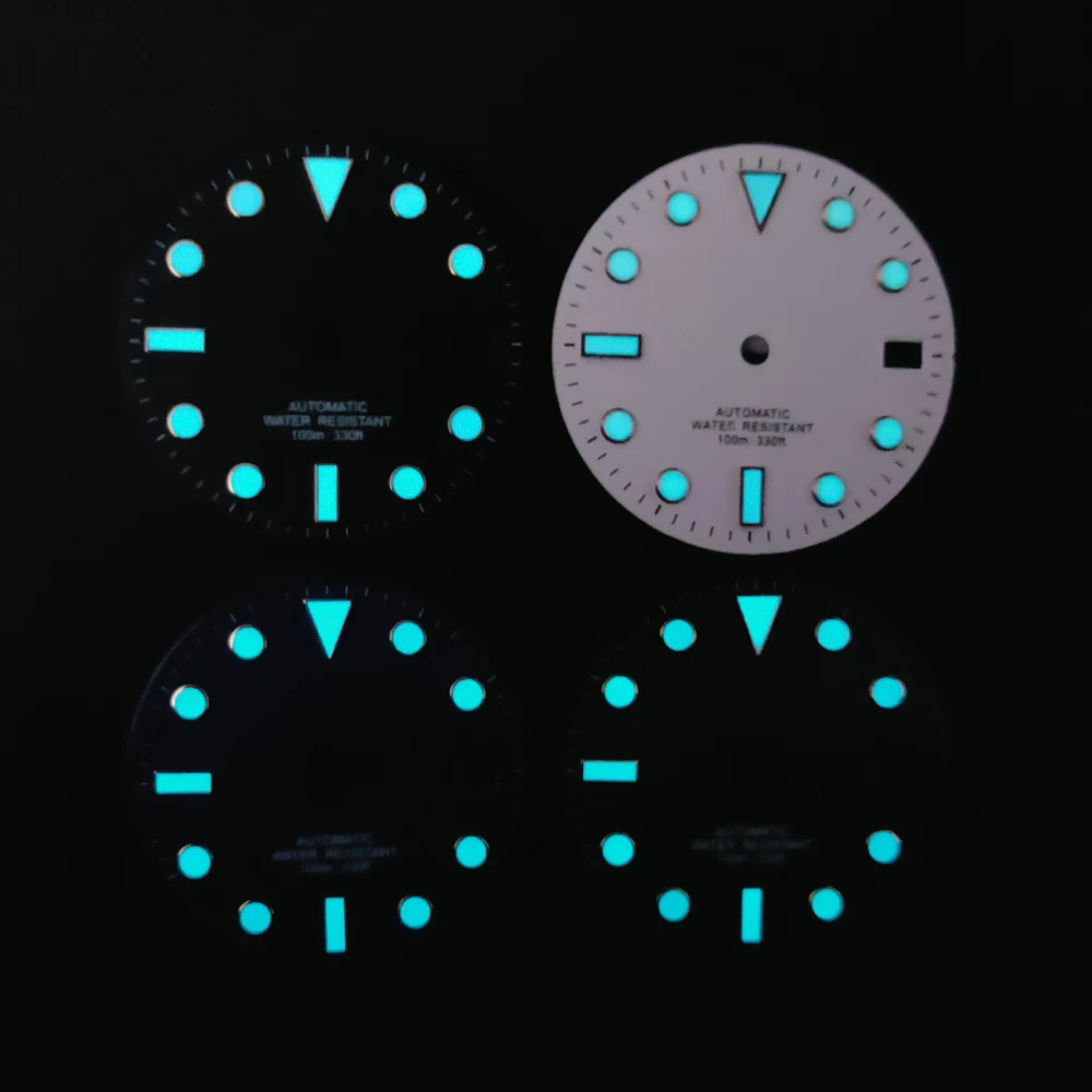 Manbushijie 28.5mm black white green blue  luminous dial fit NH35 ETA 2824 2836 Miyota 8215 821A Mingzhu DG2813 3804 movement image 2