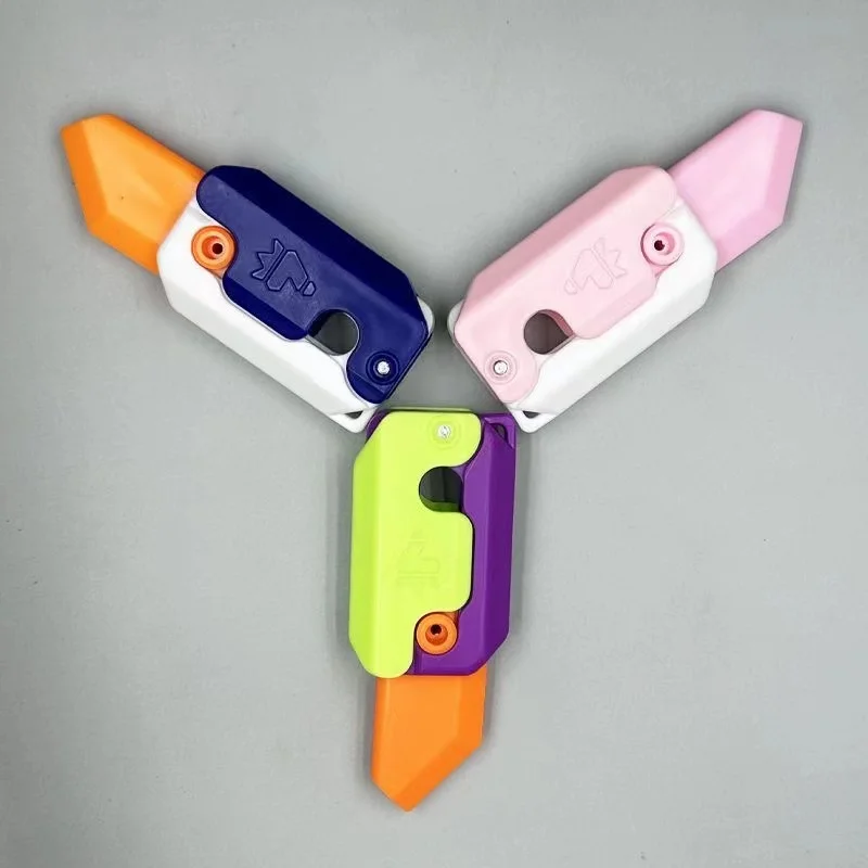 3D Carrot Gravity Knife Fidget Toys Children Decompression Push Card Small Toy 3D Printing Plastic Relieve Stress Carrot Knife