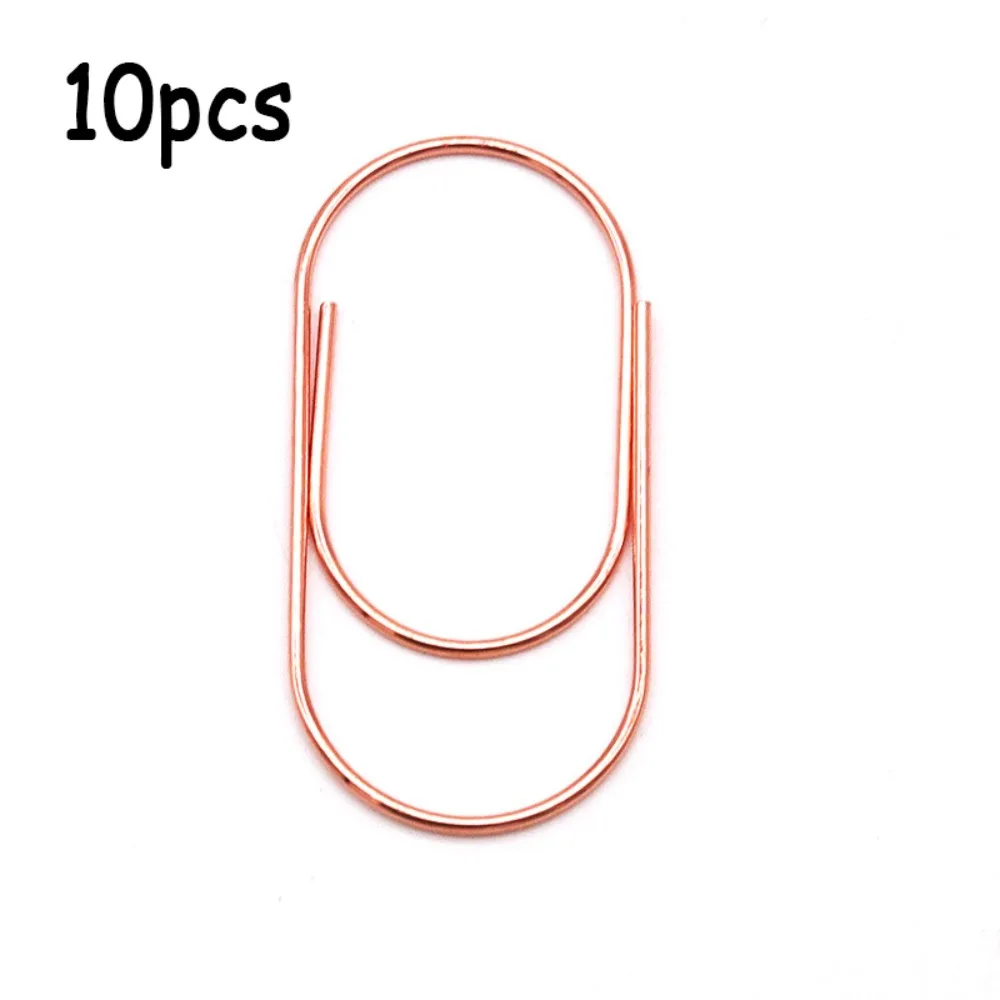 10pcs Stationery Large Wide Paper Clips 50mm Durable Large Size Paper Clips Rose Gold Simple Kawaii Photo Paper Clip Decorative