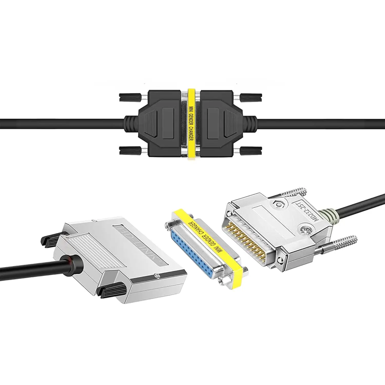 DB25 25 Pin Gender Changer D-SUB 25Pin Coupler Serial Cable Gender Changer RS232 VGA Adapter Connetor for Applications Pack of 2