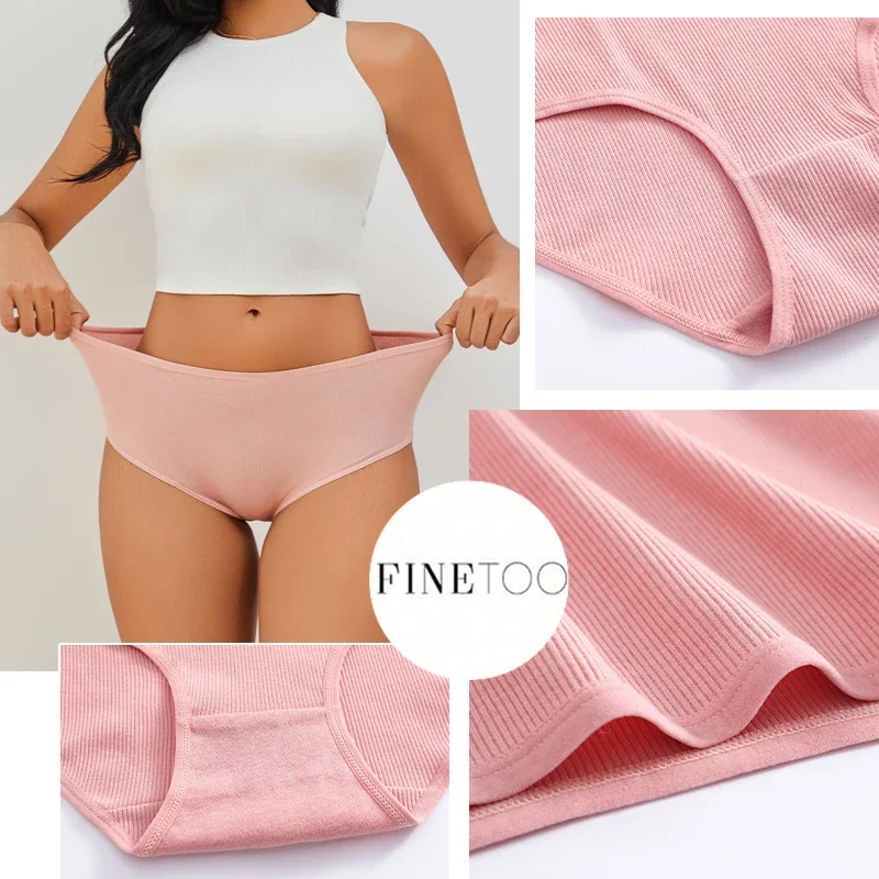 7Pcs Women's Cotton Panties Solid Color Plus Size Briefs Female Mid Waist High Elastic Underwear Cozy Breathable Lingerie S-2XL - Image 5