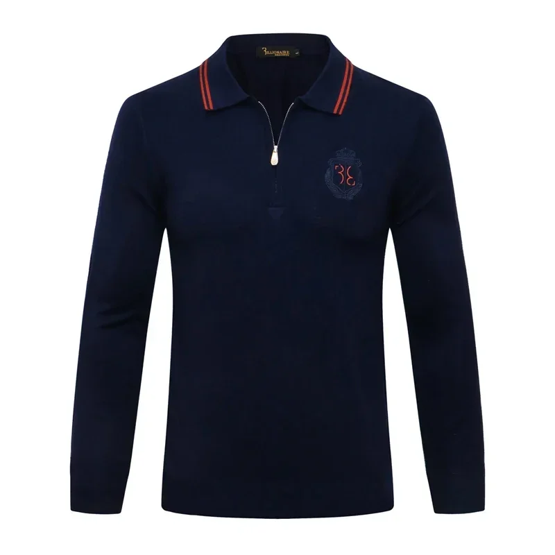 Billionaire BLSK CPRT Sweater wool men's 2025 new warm outdoors Comfortable zipper elasticity embroidery straight Big size M-5XL