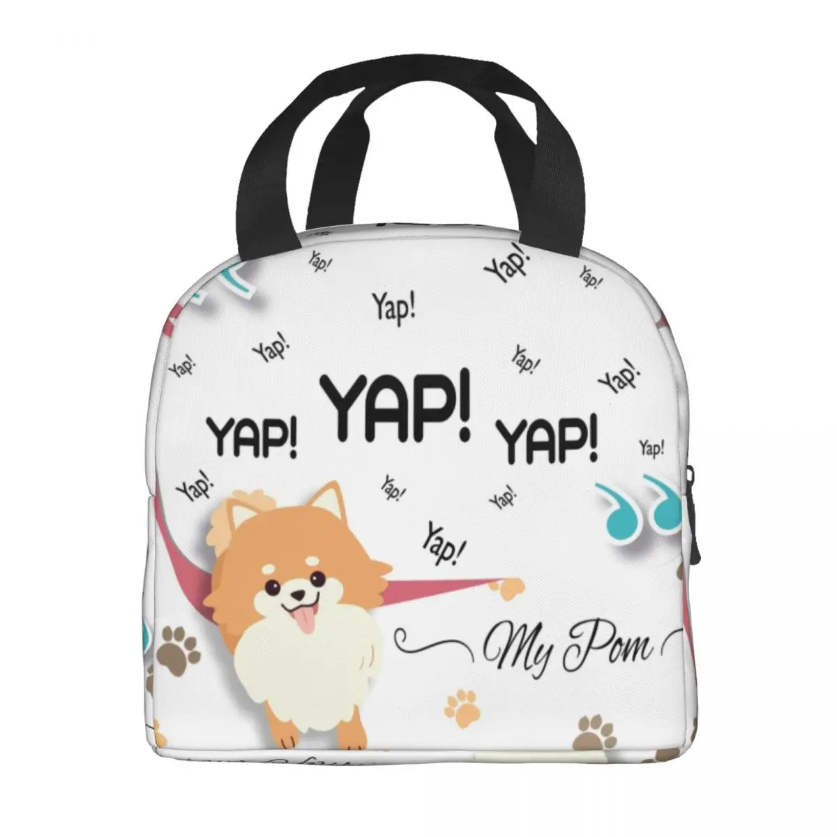 Cartoon Pomeranian Lunch Boxes Women Multifunction Spitz Dog Thermal Cooler Food Insulated Lunch Bag Office Work