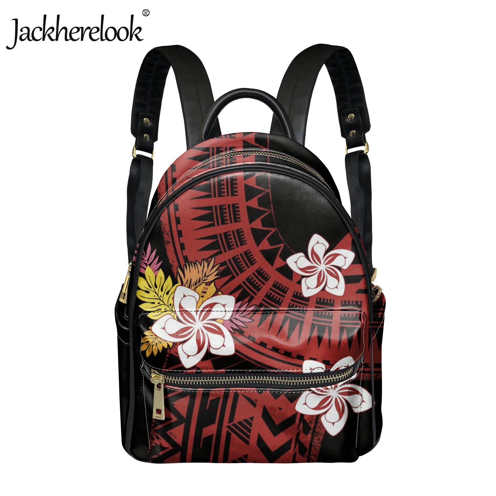 

Женский рюкзак Jackherelook Plumeria с Полинезийским узором, роскошный женский школьный рюкзак из искусственной кожи для девочек, рюкзак, 2022