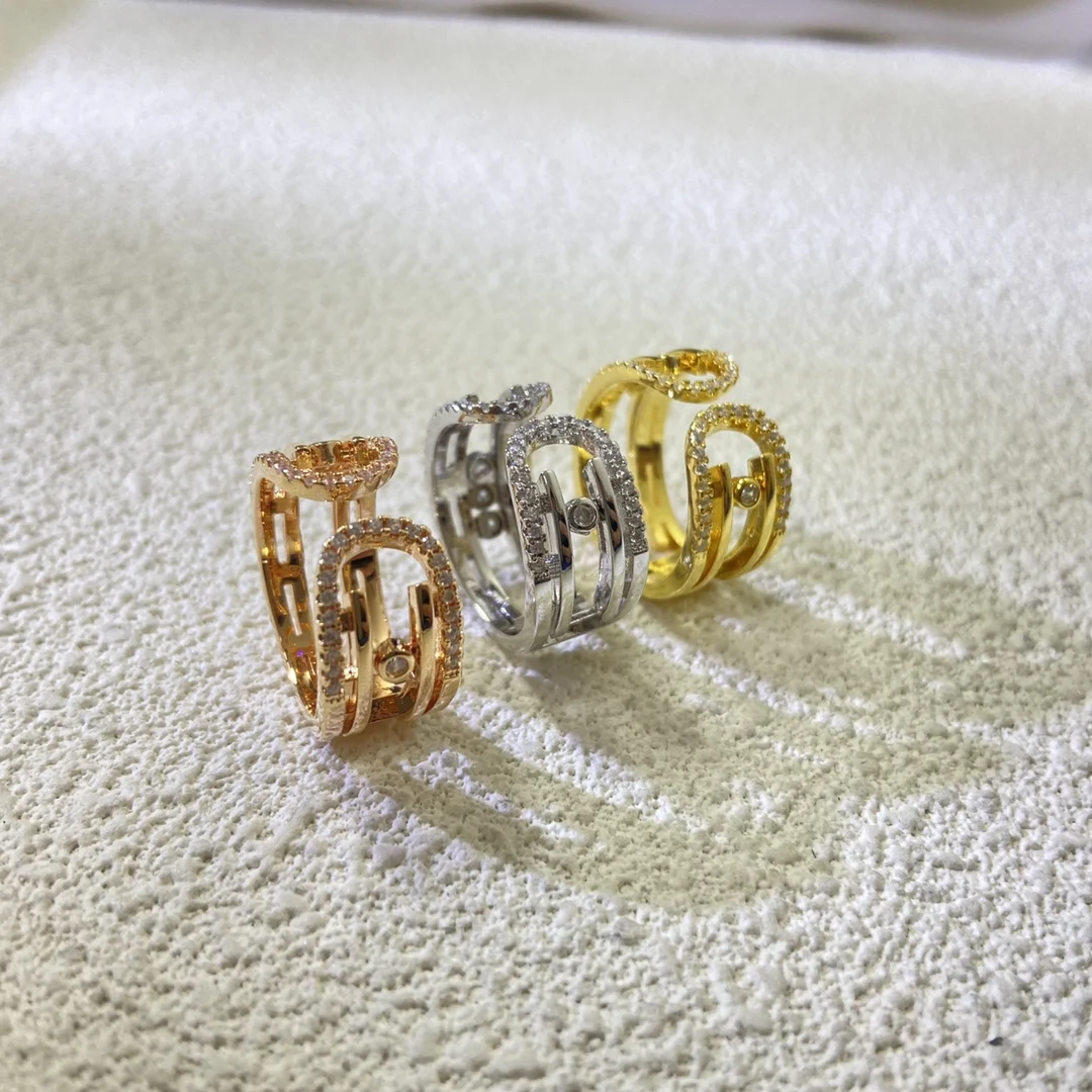 

2025 New 925S Full Diamond Sliding Bead Pin Ring Fashionable and Versatile High End Couple Essential