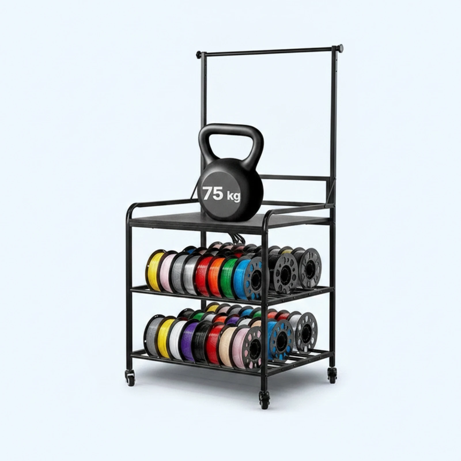 Filament Storage Rack with Wheels Heavy Duty 3D Printer Storage Rack 3D Printer Cart Rolling Shelf Mobile for Makers, Workshop