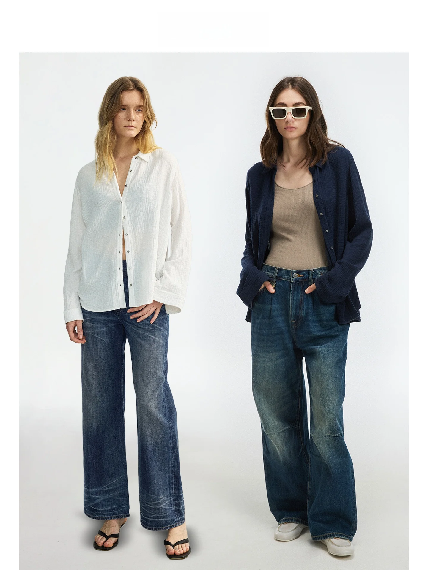 

DE Mincollection Классическая рубашка с текстурным воротником, двухслойная, из хлопка, с плиссированной текстурой, дышащая, свободного кроя, с длинными рукавами, женская...