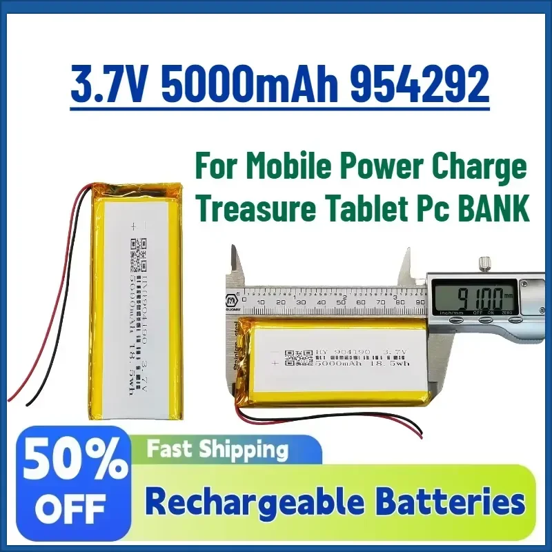 

New In Stock 3.7V 5000mAh 954292 Rechargeable Lithium Li-ion Li Polymer Battery for Mobile Power Charge Treasure Tablet Pc