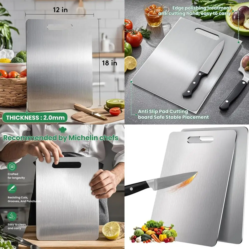 

Pure Titanium Double-Sided Cutting Boards for Kitchen - Hygienic, Durable, and Easy to Clean (18x12)