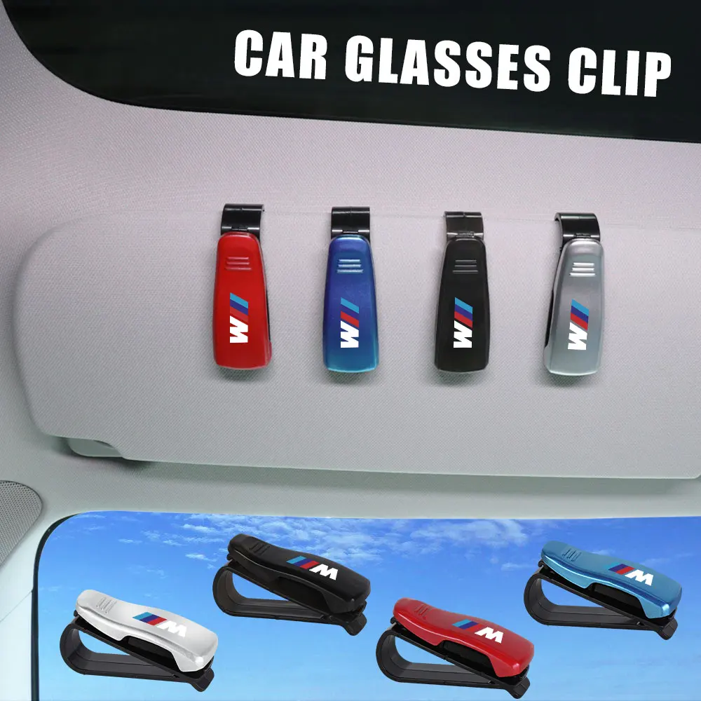 2pcs Car Glasses Clips Auto Sun Visor Sunglasses Clamps Storage Clip Accessories For BMW M M3 M5 F10 F30 F20 E28 E46 Performance