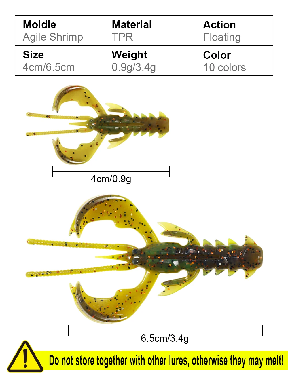 Spinpoler Agile Shrimp Crawfish Weicher Köder, schwimmend, TPR, künstlicher Hummerköder, 4 cm/6,5 mm, Jig-Rig-Angelköder für Barsch, Zander, Forelle, Hecht – Detail 2