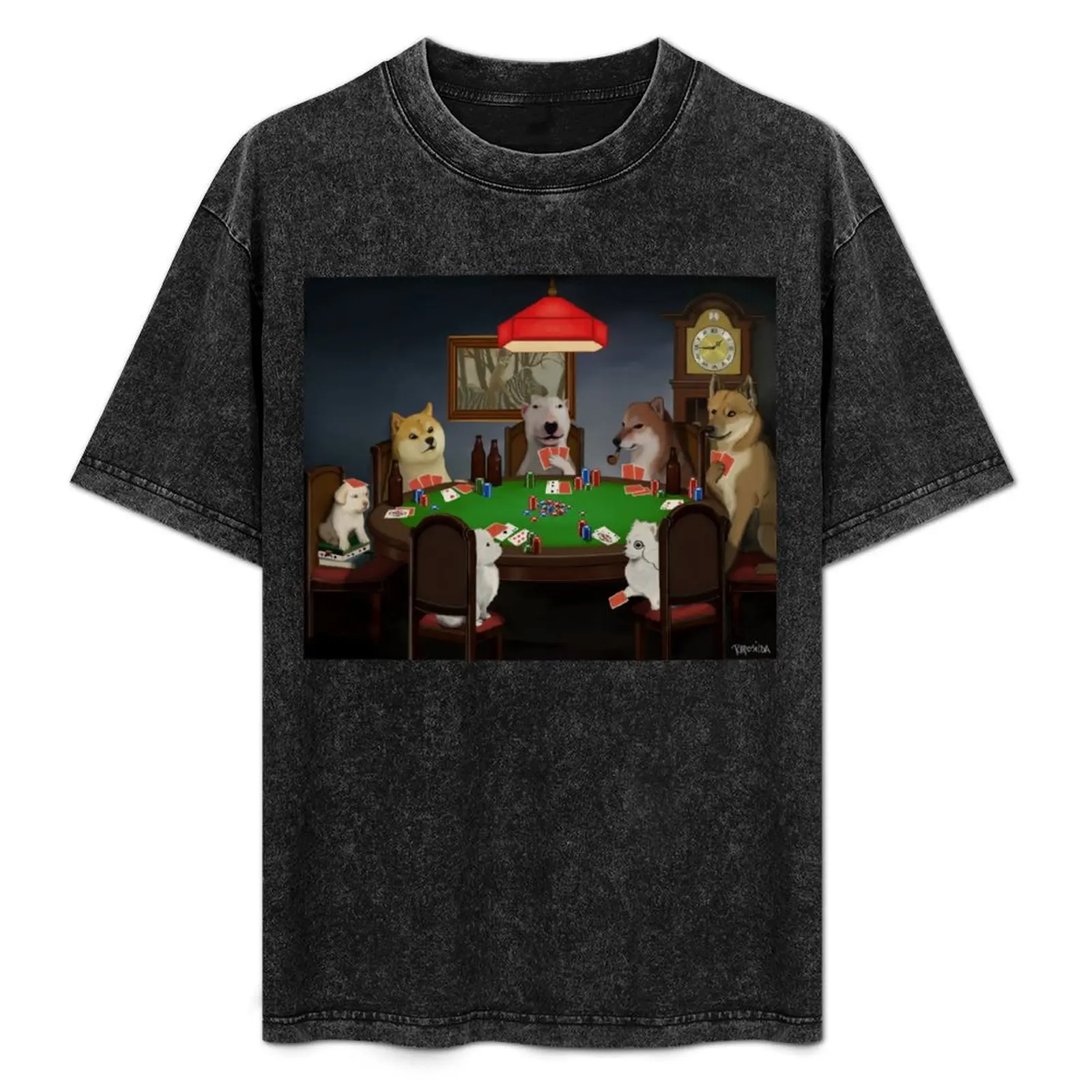 doggos-ポーカーをプレイする犬たち-tシャツ-ベーシック-ソリッドカラー-カジュアル-tシャツ