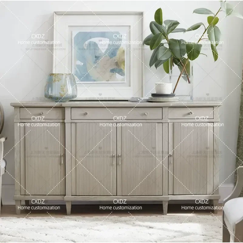 Rural Solid Wood Dining Side Cabinet Entryway Shoe Storage Antique Small Apartment Restaurant Locker Dish Cupboard