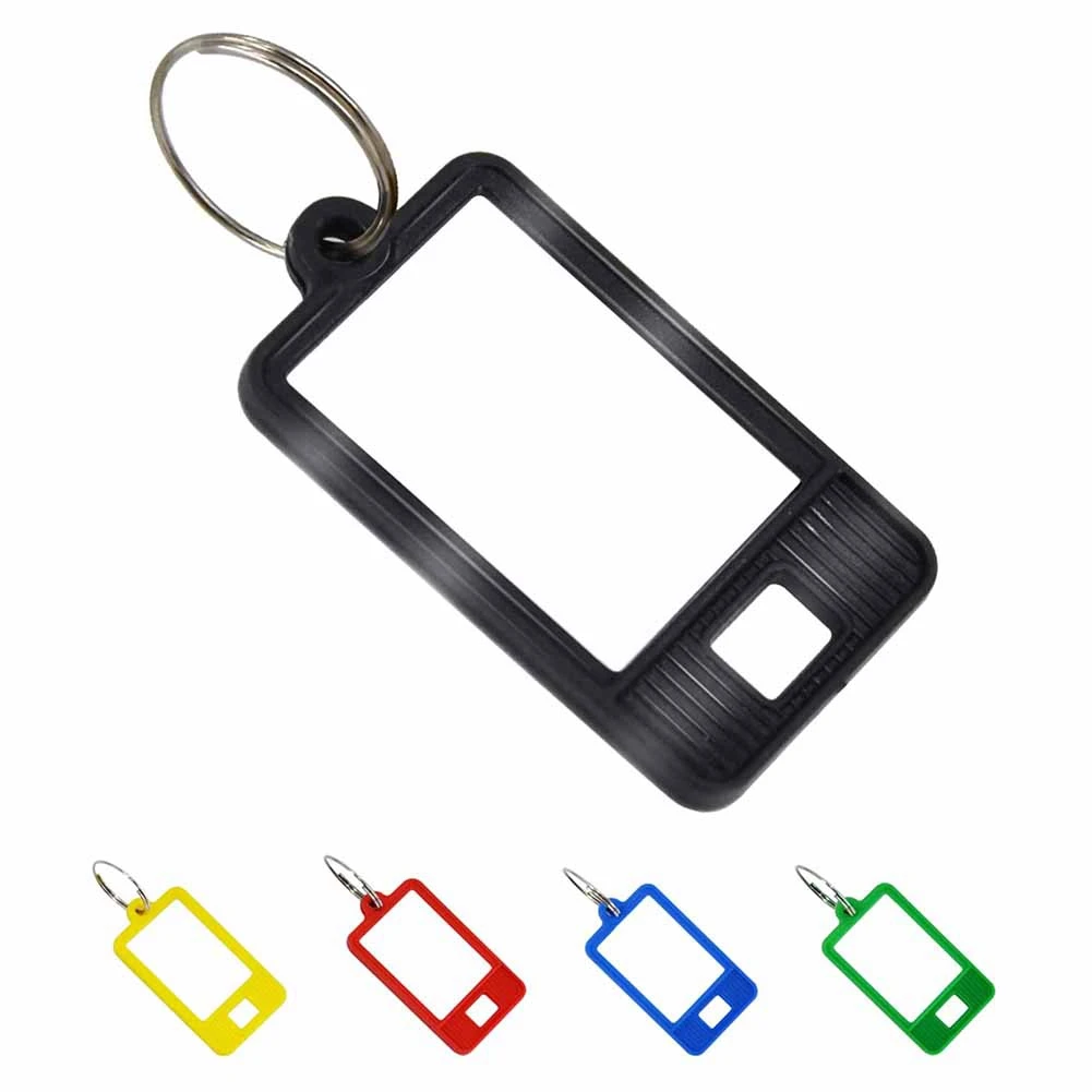 

100 Pcs Tough Plastic Key Tags with Window and Split Ring, 5 Colors