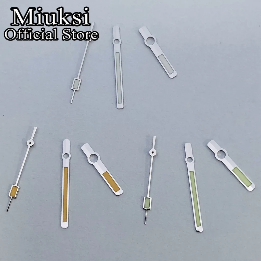 Miuksi silver watch hands green luminous hands fit NH35 NH36 ETA2824 2836 PT5000 Miyota8215 Mingzhu DG2813 movement