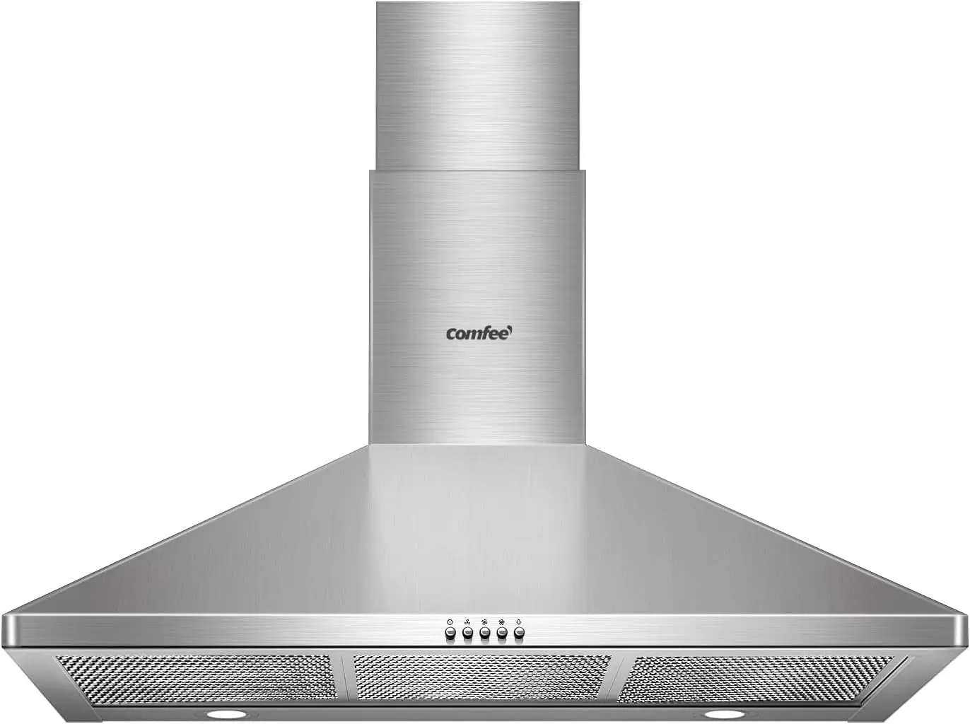 

COMEEE' CVP36W6AST 36 Inch Ducted Pyramid Range 450 CFM Stainless Steel Wall Mount Vent Hood with 3 Speed Exhaust Fan, 5