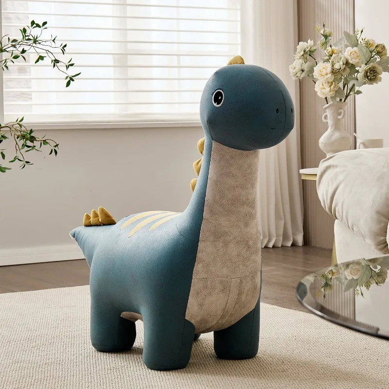 Dinosaur Wooden Children's Stools Cute Creativity Shape Chair with Soft Living Room Waterproof Durable Stool Children Furniture