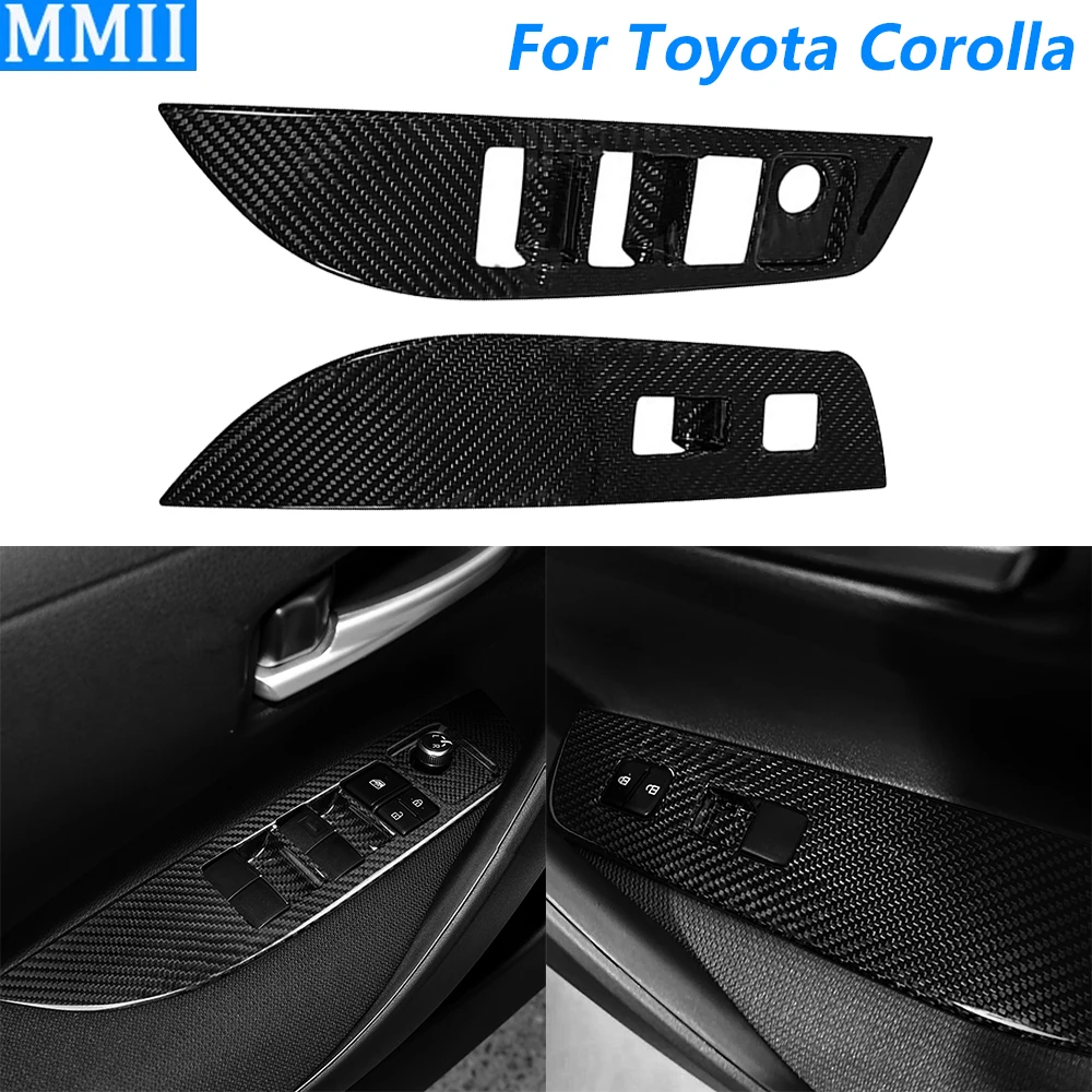 For Toyota Corolla GR 2023 2024 2025 Real Dry Carbon Fiber Front Door Window Lift Panel Trim Cover Car Accessories Modification