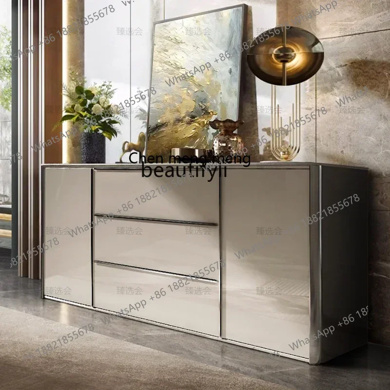 D178   Italian style, solid wood rock slab dining side, modern simple living room and dining room, light luxury, entrance cabine