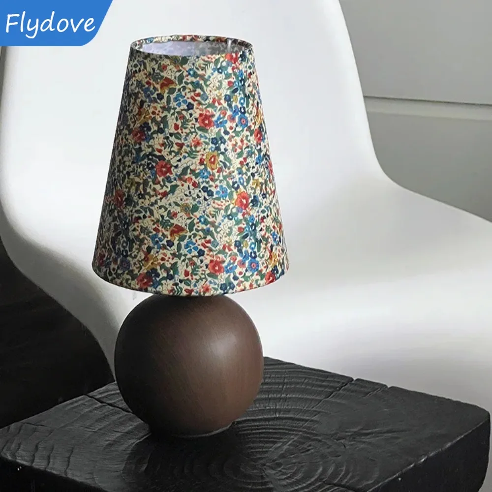 

Retro Floral Table Lamp LED Linen Desk Light Bedroom Living Room Decorative Lighting Fixtures ﻿