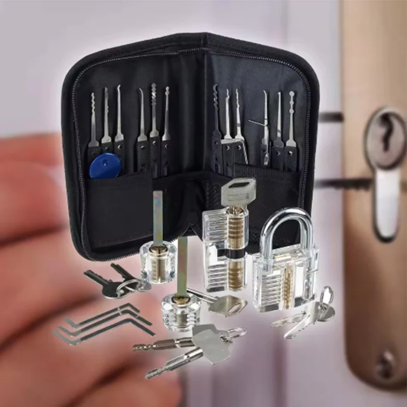 1 مجموعة قفل اختيار مجموعة أدوات الأقفال شفافة أقفال التدريب متعددة الوظائف مجموعة الصلب لأجهزة قفل للأدوات اليدوية