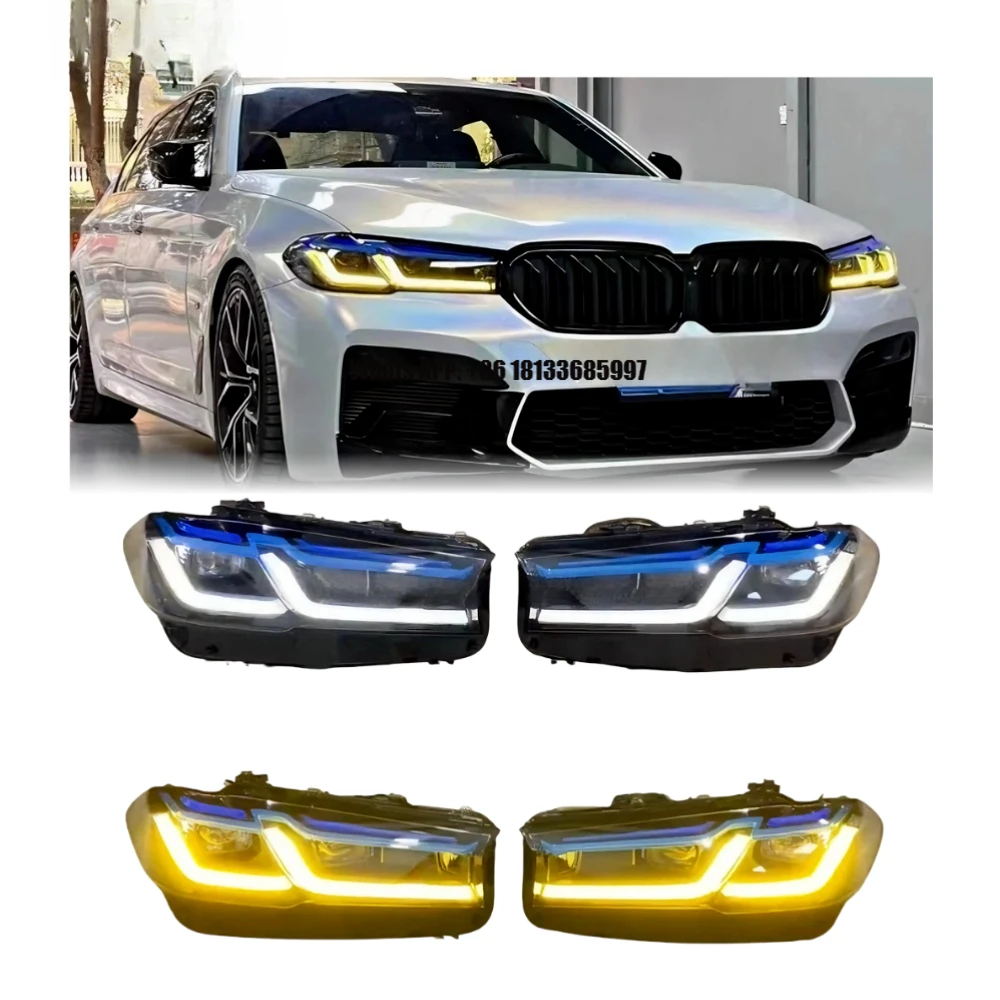 

G30 Headlights 2017-2023 5 Series Dual Color Version Yellow and White Upgrade LED DRL Head Lamp Lase Lens Style for BMW