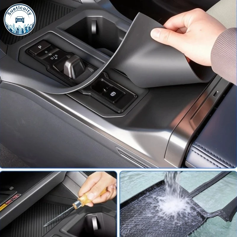 Tapis antidérapant pour panneau de levier de vitesses de console centrale de voiture, garniture en silicone noir pour Toyota Rav4 2026, accessoires intérieurs de voiture LHD