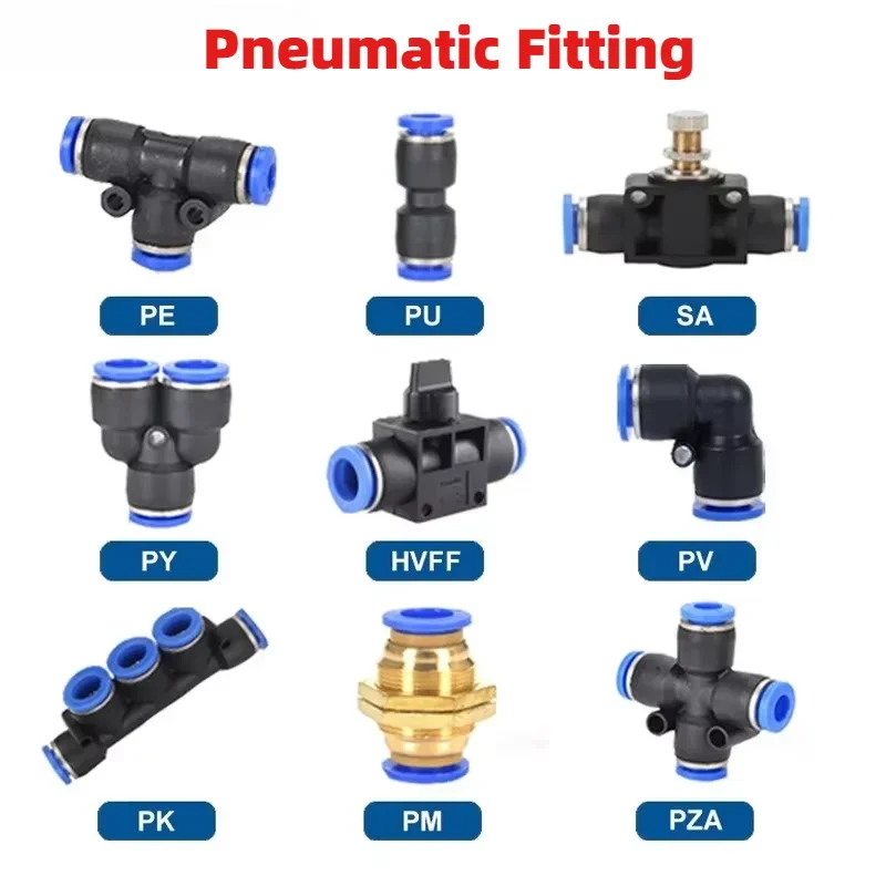 Pneumatic Fitting Pipe Air Connector Tube Quick Release Fittings Water Push In Hose Plastic 4/6/8/10/12/14mm PU Connectors