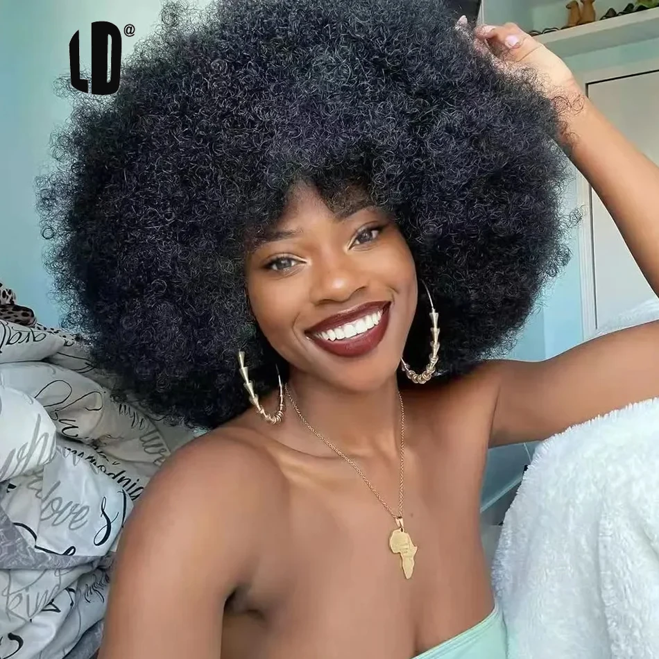 

Афро-кудрявый вьющийся парик из человеческих волос 8-дюймовый короткий парик с стрижкой пикси машинного производства для чернокожих женщин Пушистые натуральные мягкие надувные кудри