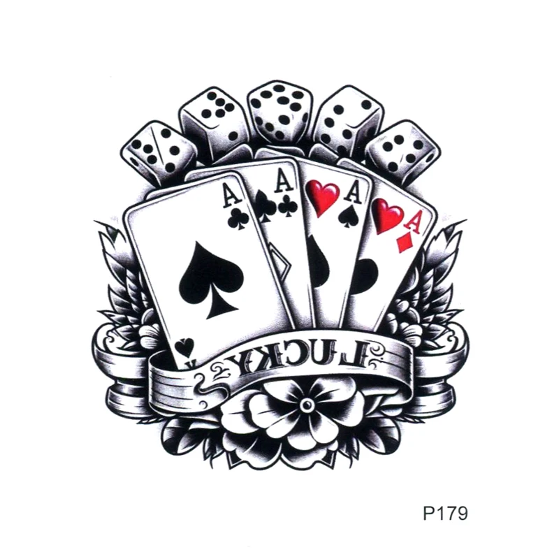 A Poker Waterproof Temporary Tattoos Men Body Art Feminino Fake Tattoo Stickers Tatuaje Temporal Fake Tatoos beauty Tatto