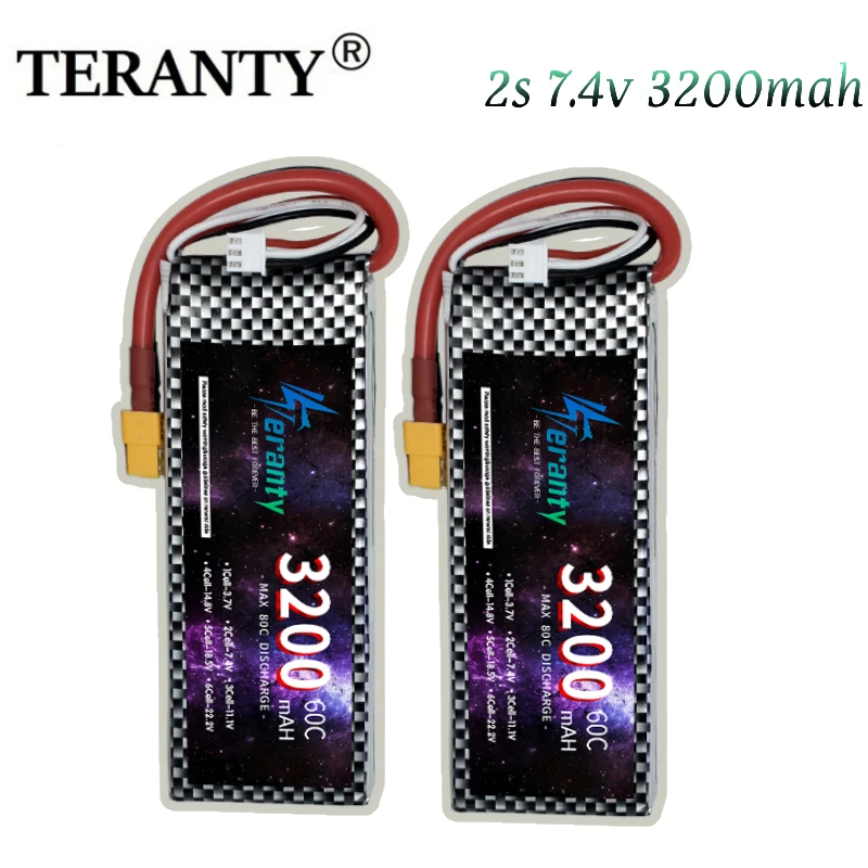 

2PCS 3200mAh 7.4v 2S Lipo Battery For Remote Control Car 1/10 1/12 Ratio Racing Off-road VehiclesDrones Boat Battery