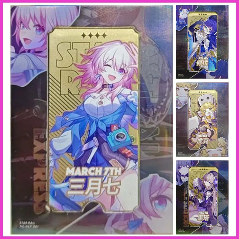 

Anime Goddess Story Rare NCP Metal Refraction Game Cards March 7th Pelageya Hook Toys for boys Collectible Card Birthday Present