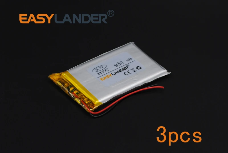 

3pcs 3.7V 383562 950mAh Polymer Li-ion Battery For Mp3 Mp4 PAD DIY E-book bluetooth Vedio Game toys Tablet PC Power bank mobile