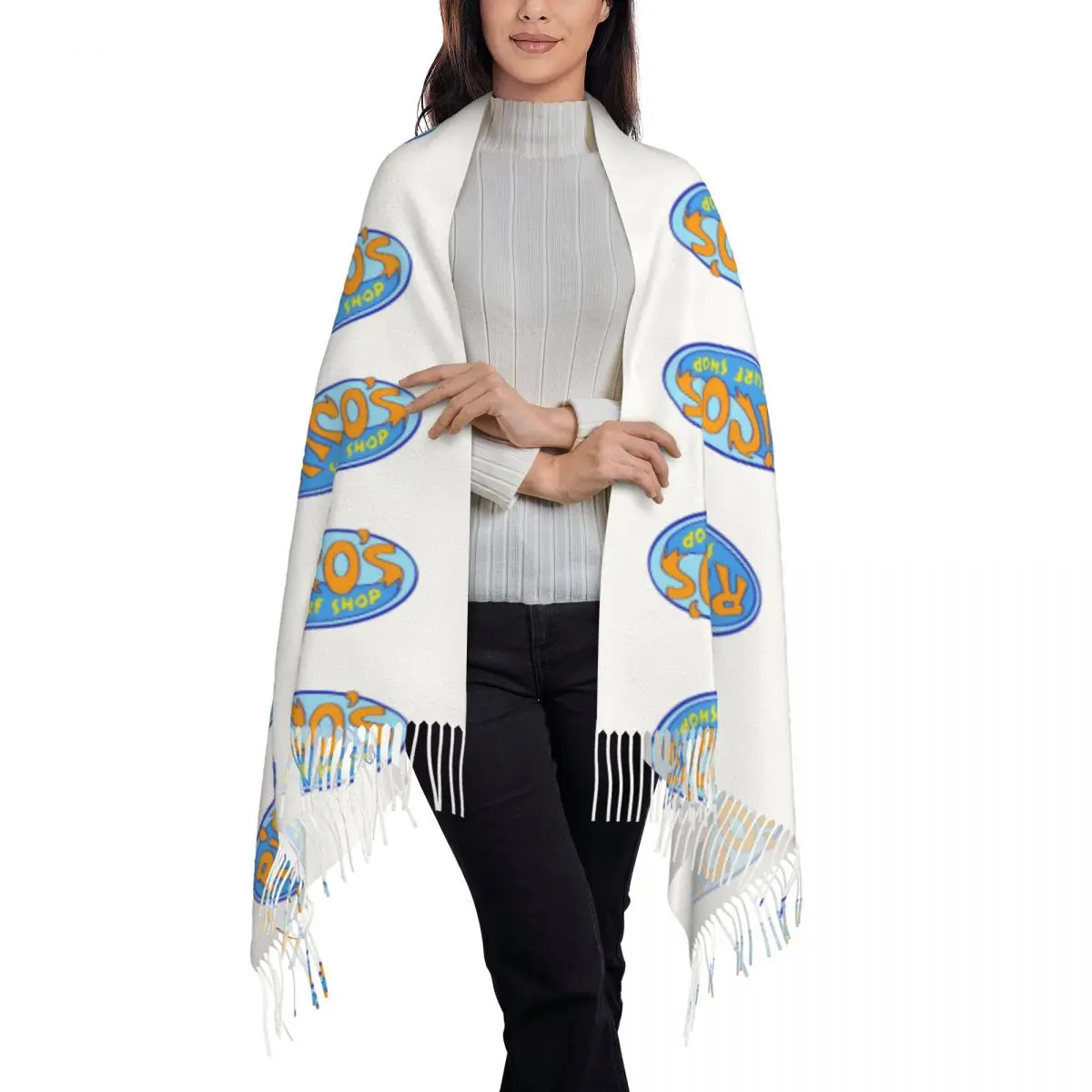 Rico's Surf Shop From Hannah Montana Scarf Tassel Scarves for Women Soft Warm Shawls and Wraps Large Fall Winter Shawl Wrap