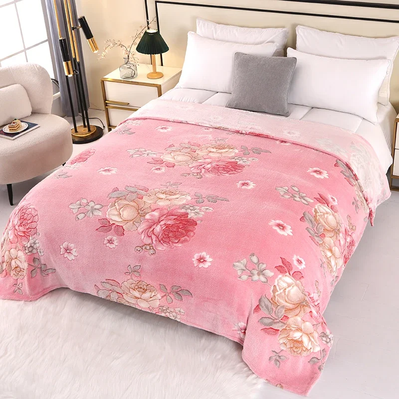 1pc Floral Stil Warme Bettdecke Fleece Decke Plaid Reise Schal Sofa Nickerchen Decken Hause Bettlaken Manta – Detail 2
