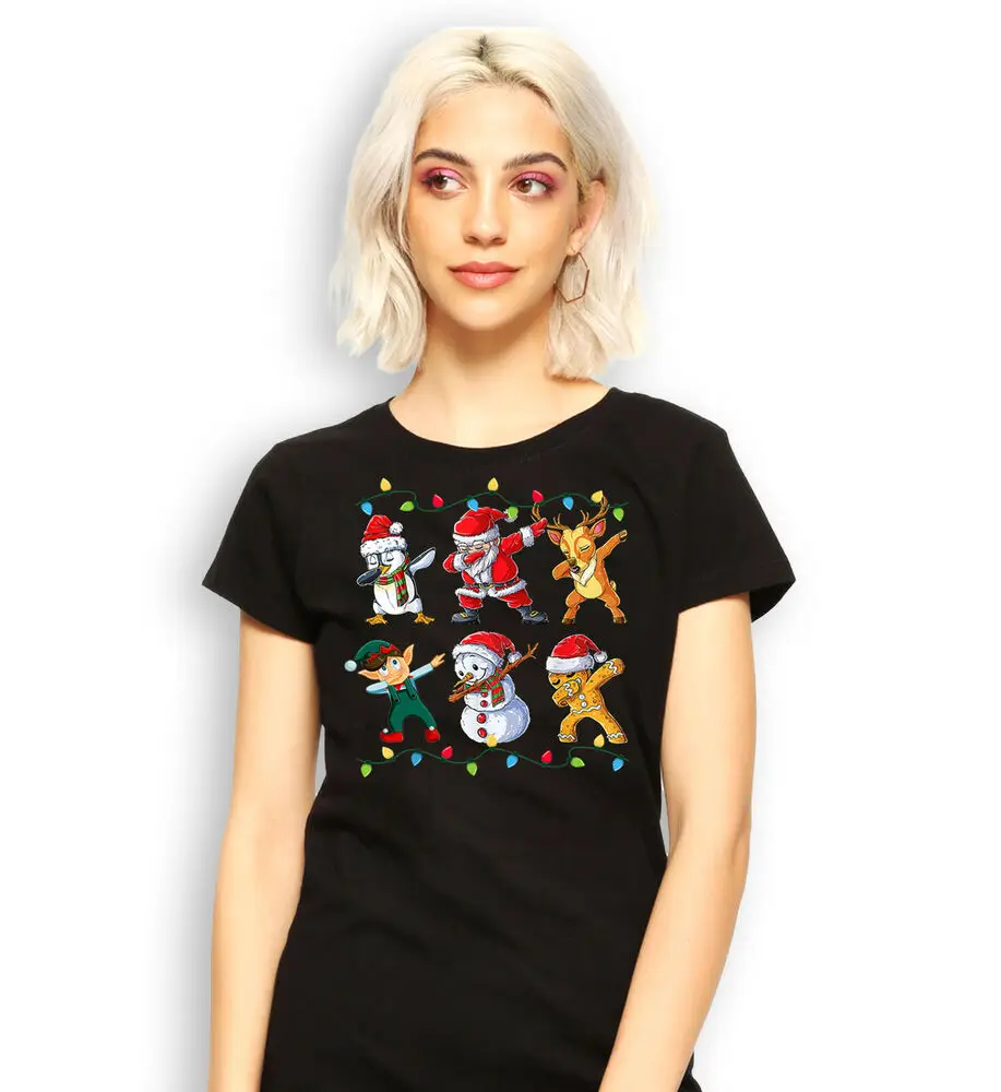 Dabbing Santa Elf Friends Funny Christmas T-shirt Ugly Christmas Novelty Tee