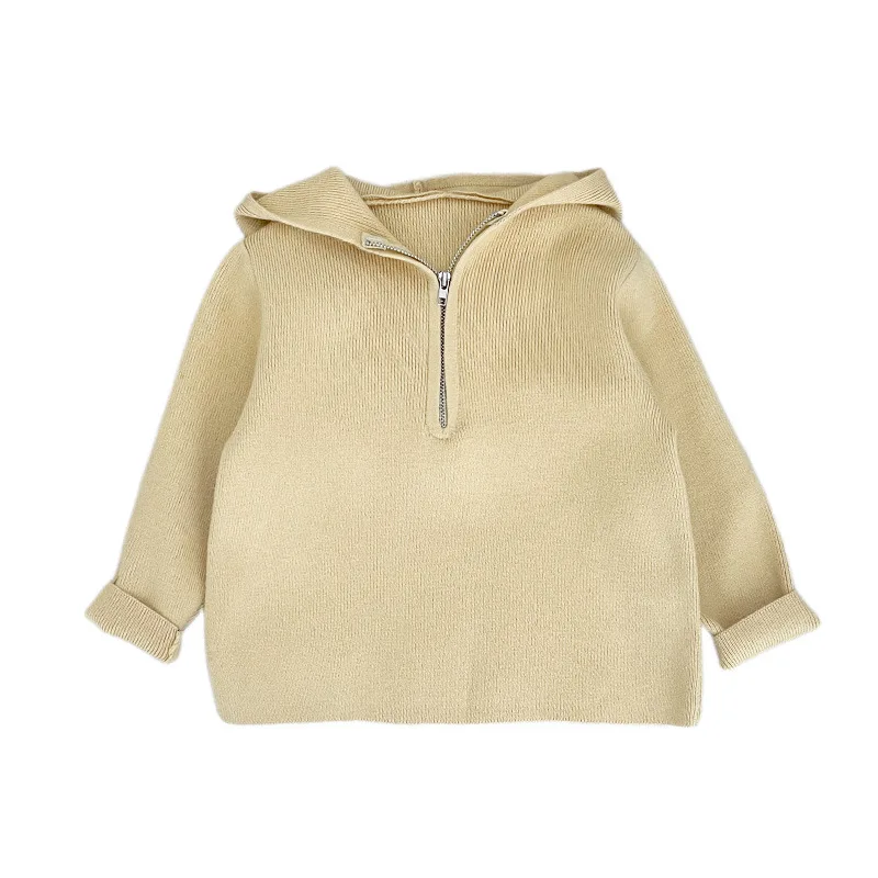 Outono crianças camisola de malha meninas com capuz jumper meninos moda solta pulôver novas crianças sólido casual topos bebê bonito casaco