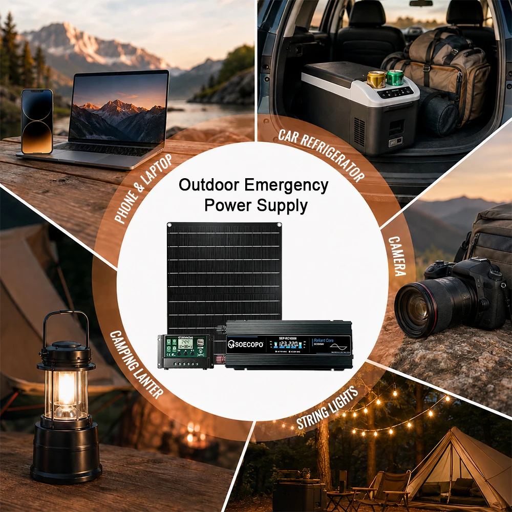 RV Off Grid Solar Kit | 10000W High Conversion Inverter + 300W Solar Panel + 60A MPPT Controller | Camping Home Backup Fishing