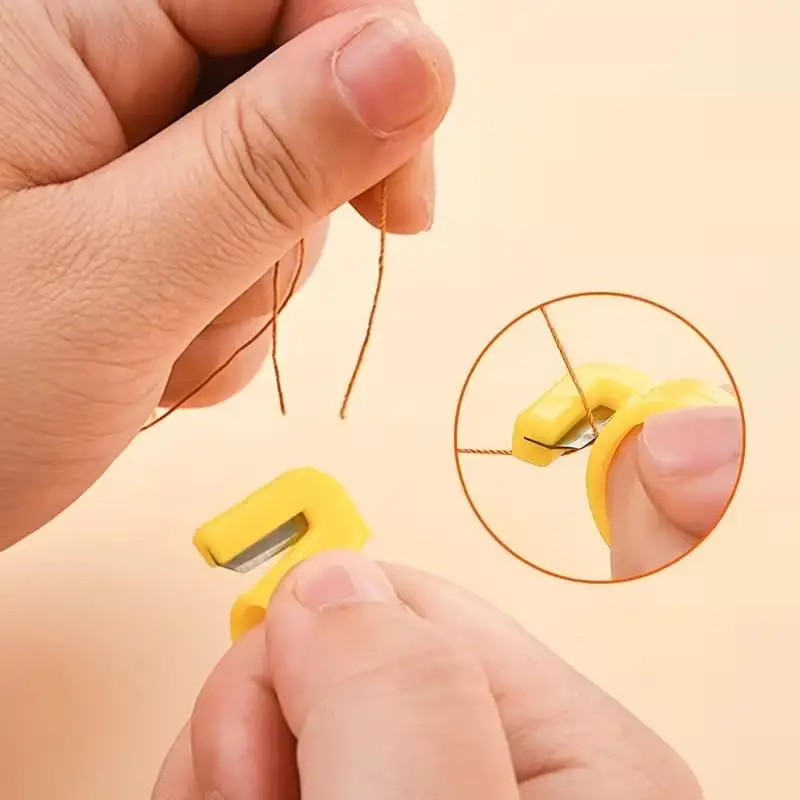 Sewing Finger Thimble Thread Cutters 5pcs Eco-friendly Plastic Blade Rings for DIY Quilting Mending Sewing Projects