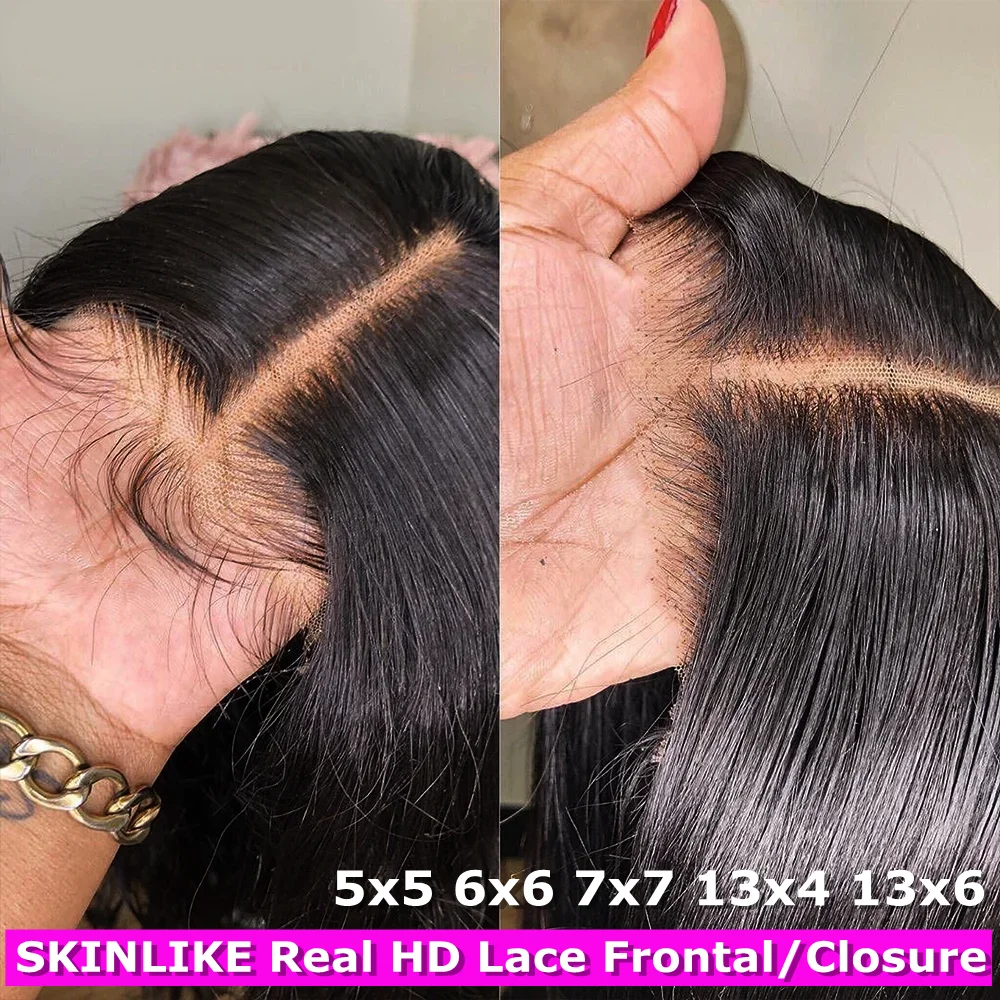 

13x6 SKINLIKE Real Lace Frontal Melt Skin 7x7 6x6 5x5 HD Lace Closures Only Straight Human Hair Brazilian Remy Hair Pre-Plucked