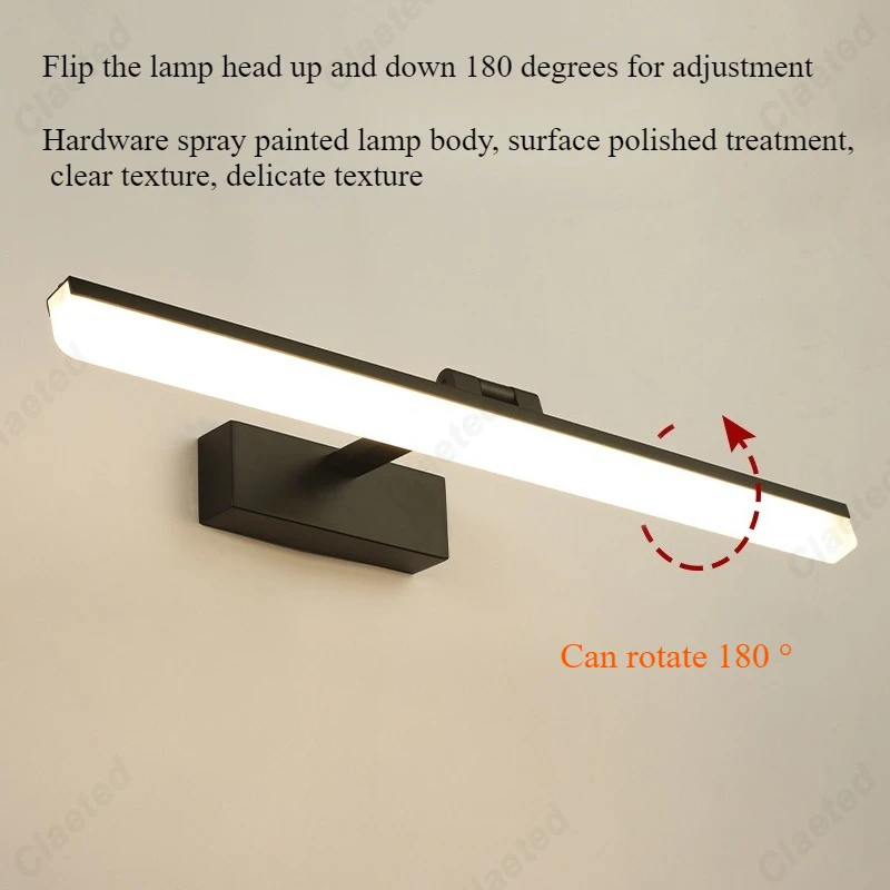 Lampada da specchio moderna e minimalista a LED in alluminio acrilico, comò da bagno, illuminazione di lusso