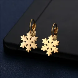 New Gothic Fashion For Women Snowflake Earrings Stainless Steel Gold and Silver Color Women's Engagement Jewelry Earring Gift