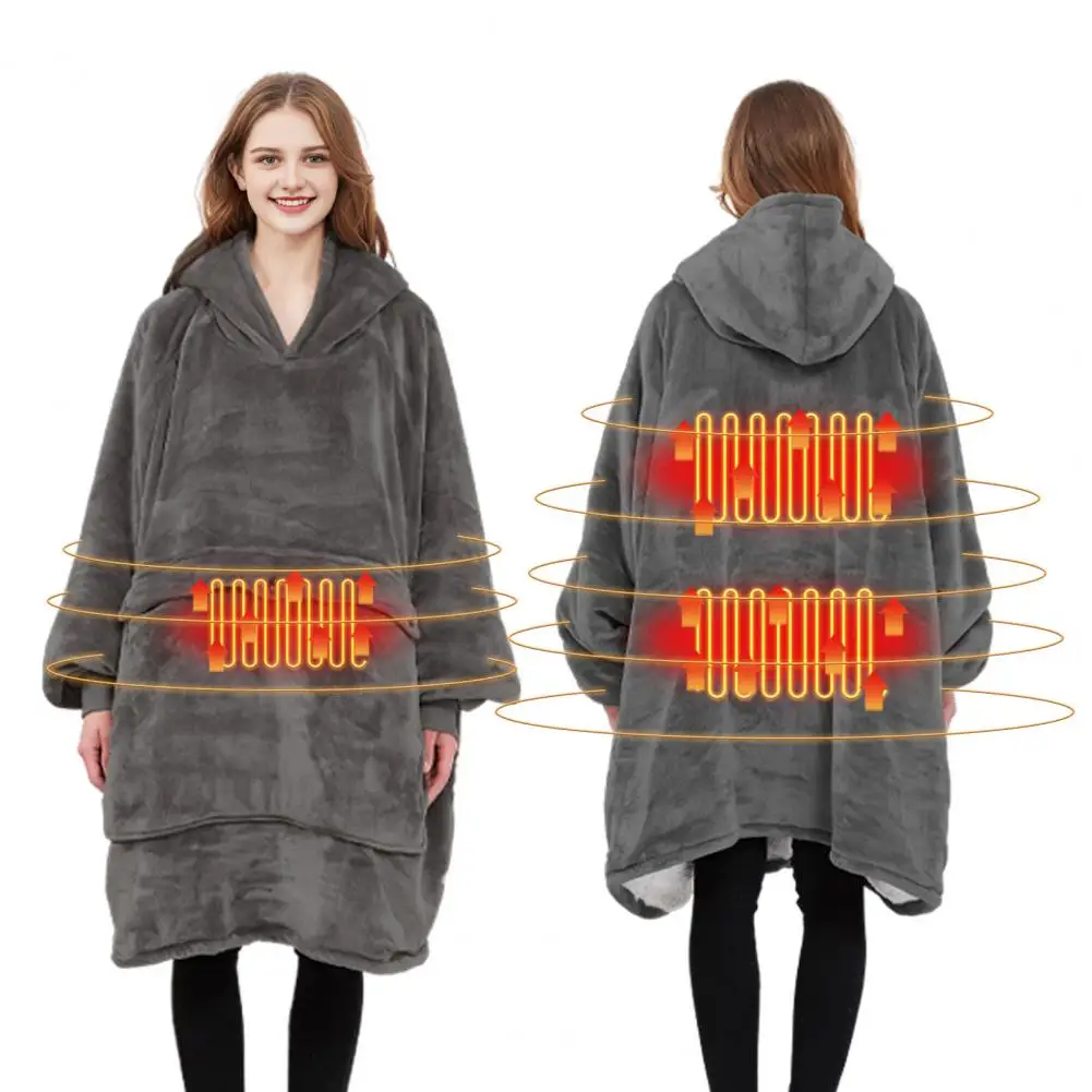 

Electric Wearable Blanket Wearable Blanket Hoodie with Giant Pocket Usb Electric Wrap with 3 Heat Settings Sherpa Fleece Flannel