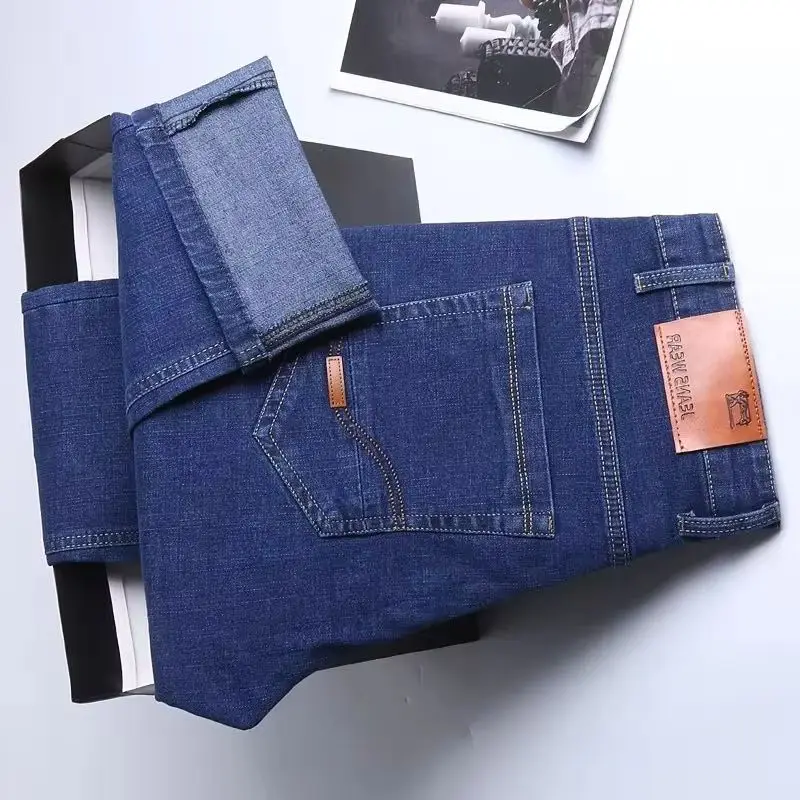 

Мужские мягкие прямые джинсовые брюки, осень 2023, классические деловые черные байкерские джинсы, комбинезоны Masculino Pantalone Hombre Mannen Homme