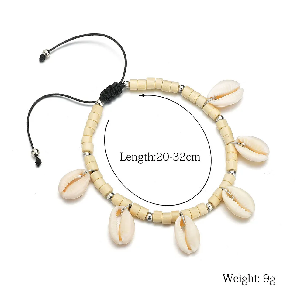 Boho Shell Anklet for Women 2023 New Foot Jewelry Summer Beach Barefoot Rope Chain Shell Bracelet Ankle on Leg Female Anklet